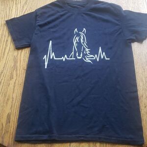 Black Horse Graphic Tee Women's Small Casual Slim Fit Short Sleeve